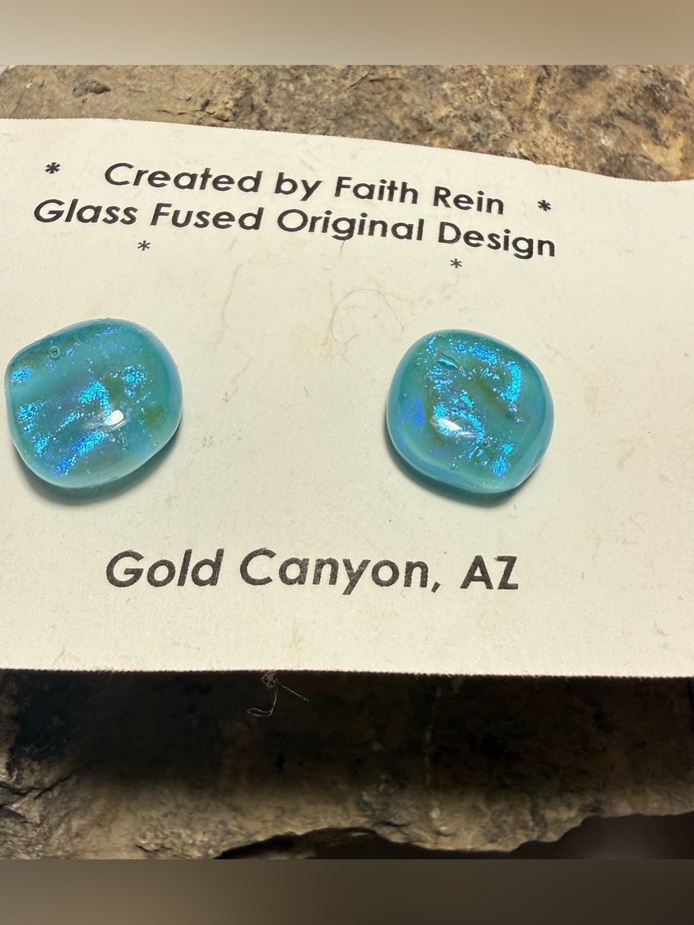 Vintage Faith Rein Handmade Glass Fused Earrings